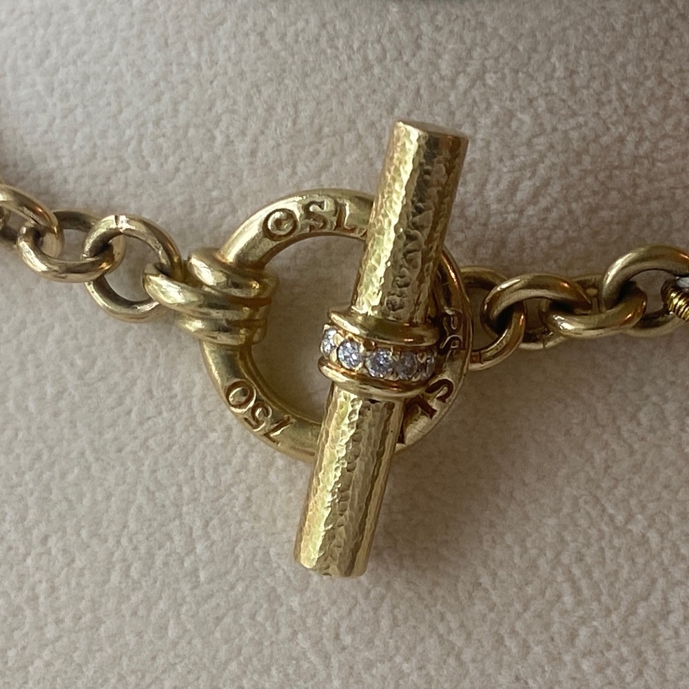 Designer SLANE ~ 18K Yellow Gold ~ Rose Quartz & Diamond Necklace Double Strand - Picture 13 of 16